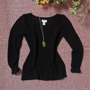 Carmen Marc Valvo Knit Sweater Top- Womans S/M long sleeve crochet shirt 90S y2k